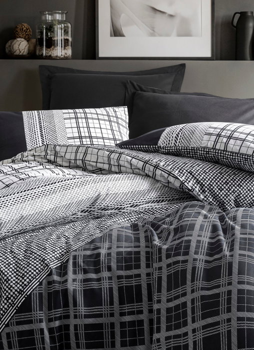L'essentiel linge de maison Carlos - Juego de funda de edredón doble Negro, Blanco y Gris L'essentiel linge de maison Carlos - Juego de funda de edredón doble Negro, Blanco y Gris